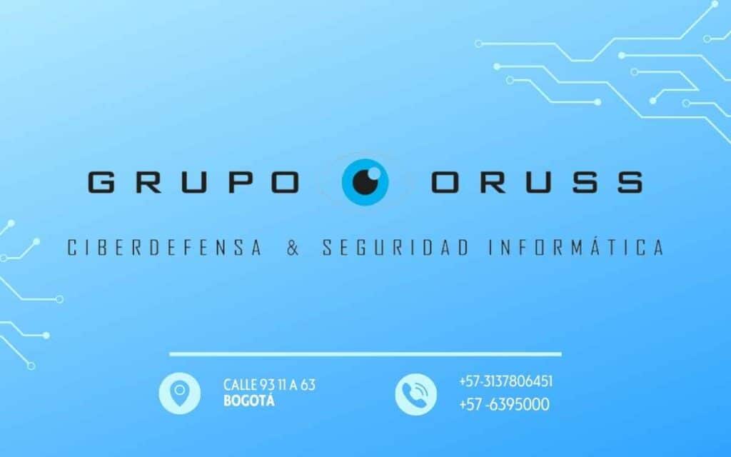 En la imagen se ve el logo de grupo oruss, una empresa de seguridad informática de colombia. 