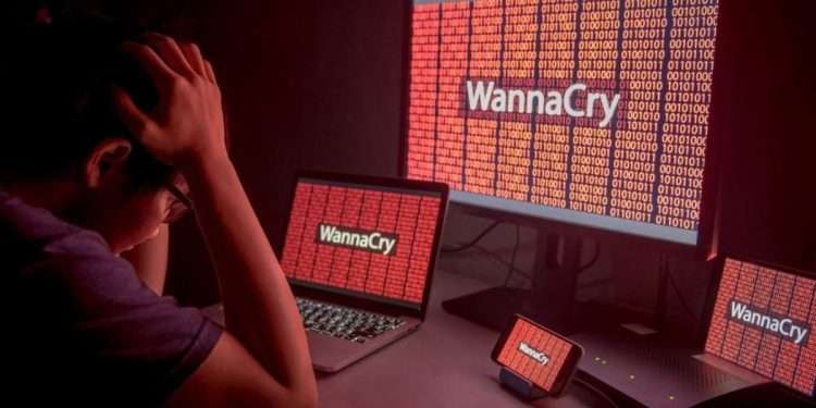 En la imagen se ve a una computadora infectada con wannacry