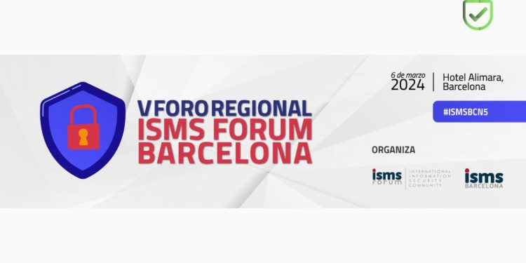 En la imagen se ve el logo V Foro Regional de ISMS Forum Barcelona