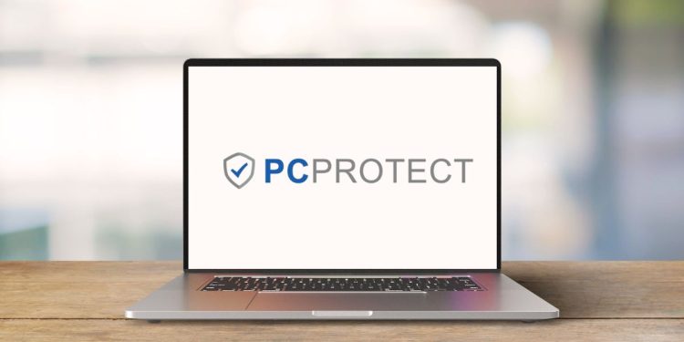 En la imagen se ve el logo de pc protect antivirus