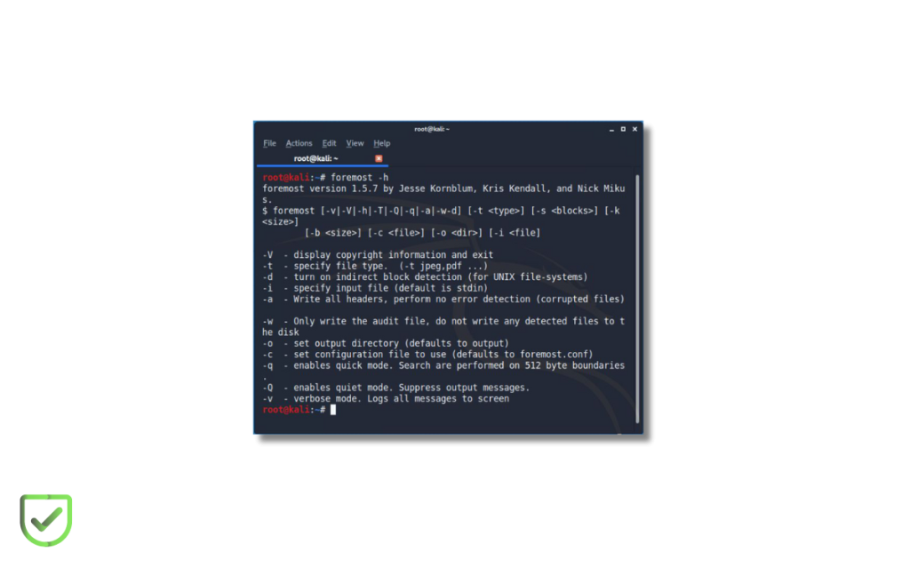 En la imagen se ve una de las interfaces de las herramientas para el análisis forense en kali linux. 